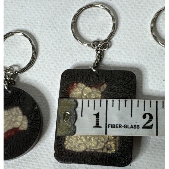 Key Chain Pendant Resin Crackled Effect Charms Layered In Resin New Lot Of 3 - Picture 5 of 9